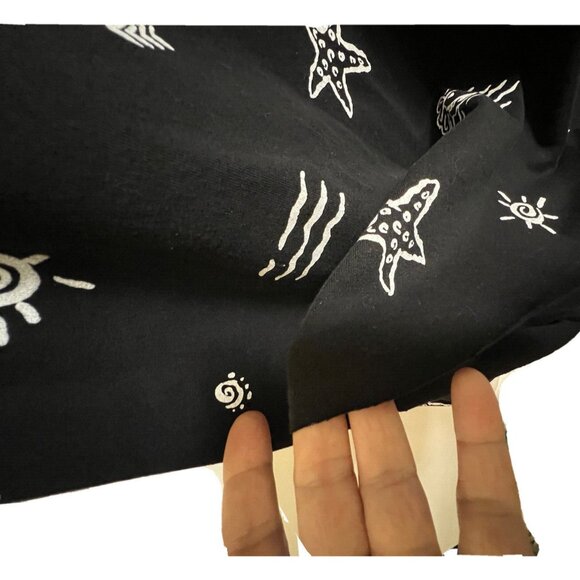 Vintage 90s VIVA CITY USA Knit Black Nautical Summer Shift Dress Size L Unhemmed - Picture 11 of 12